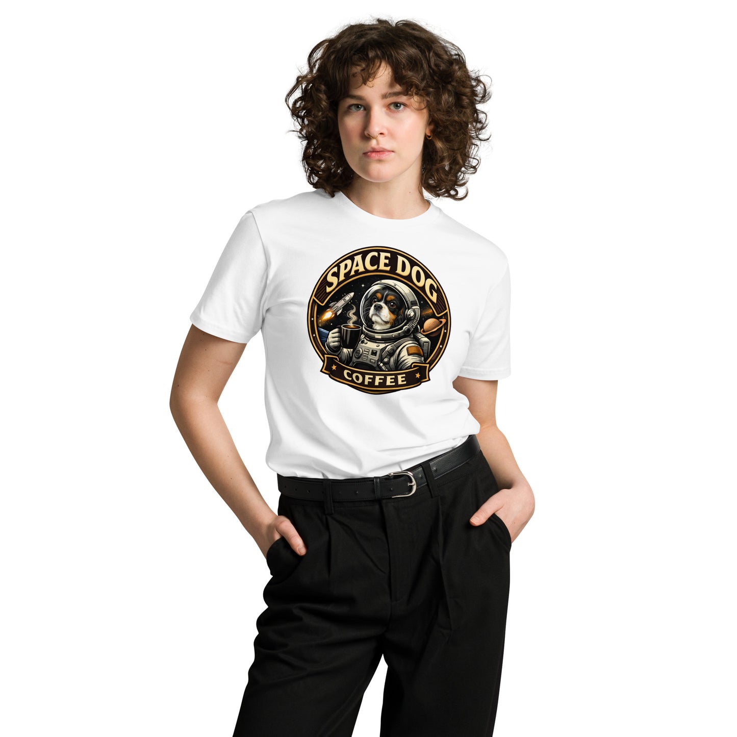 Space Dog Coffee unisex premium t-shirt 100% combed cotton pre-shrunk soft luxurious fit