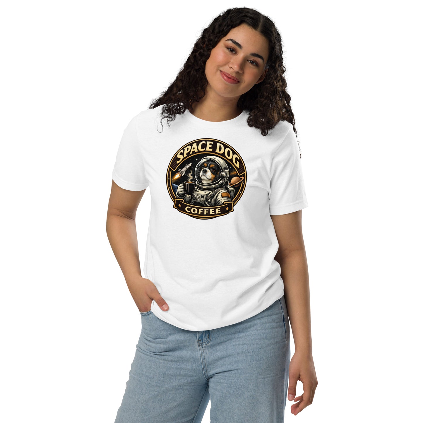 Space Dog Coffee unisex staple eco t-shirt recycled materials lightweight sustainable branding