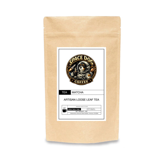 Space Dog Coffee ceremonial grade matcha green tea powder 1oz vibrant green loose leaf