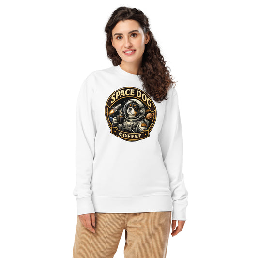 Space Dog Coffee unisex organic sweatshirt brushed fleece organic cotton recycled polyester logo