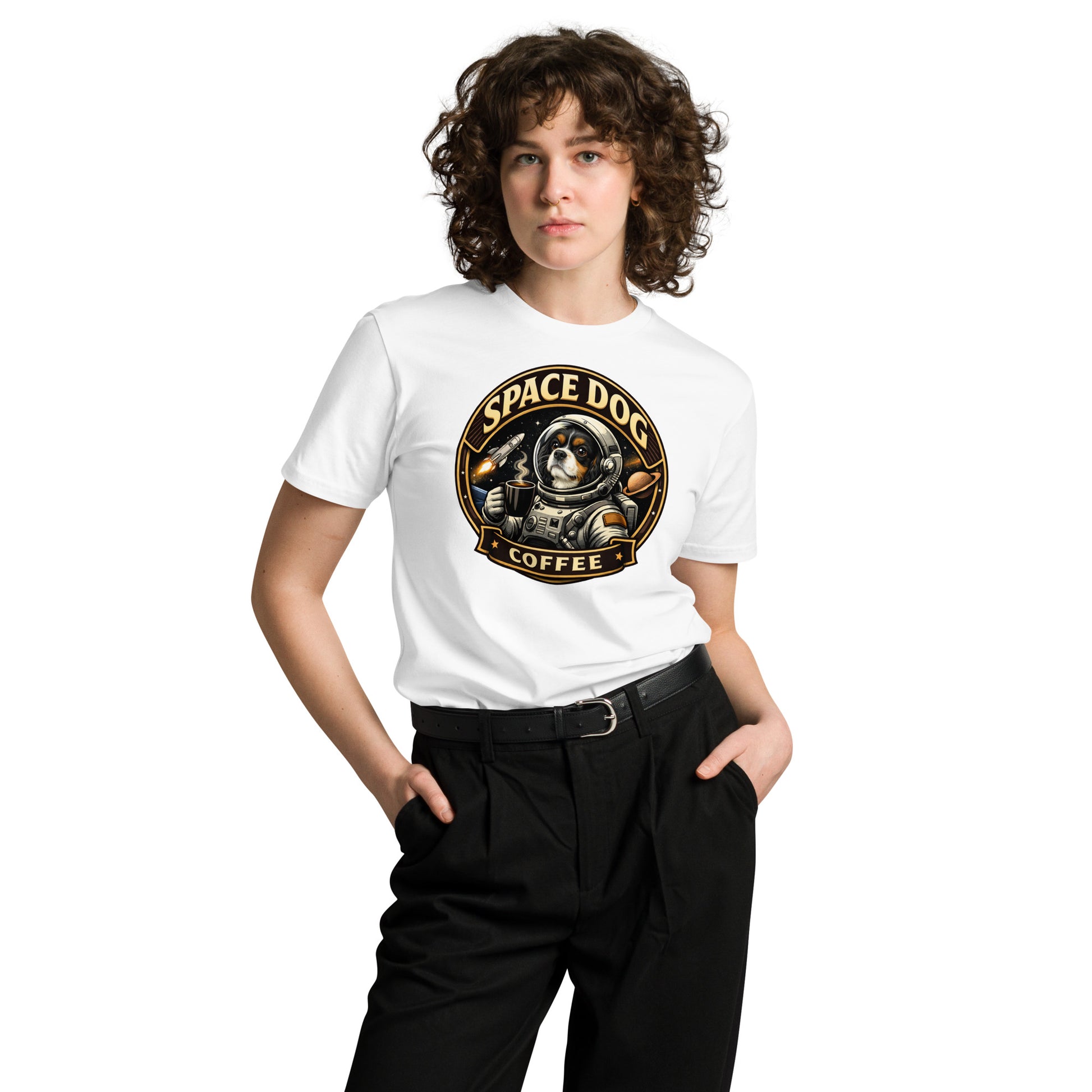 Space Dog Coffee unisex premium t-shirt 100% combed cotton pre-shrunk soft luxurious fit
